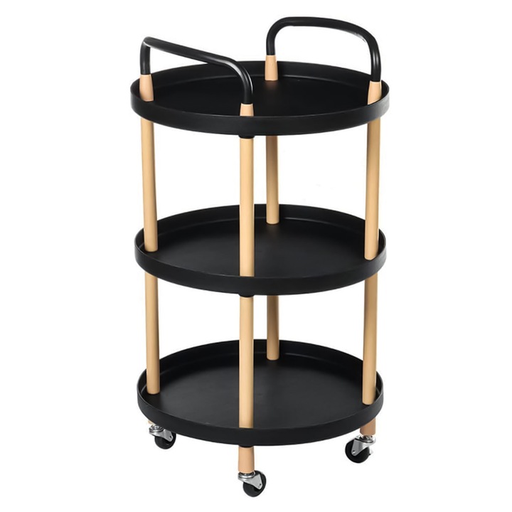 Raft multifunctional, 3 niveluri, Naimeed D5290, Negru, 47x47x90cm