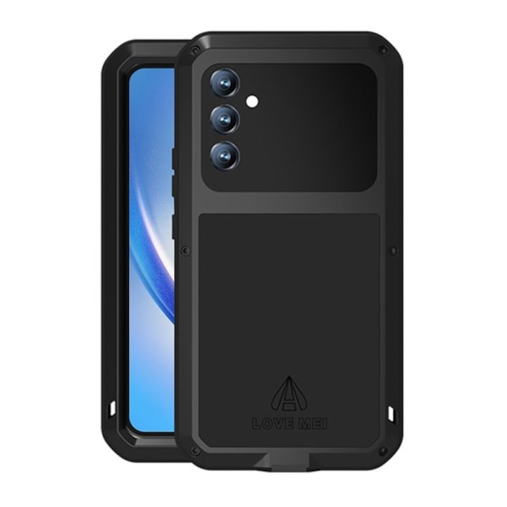 Протектор за телефон Samsung Galaxy A34 5G (SM-A346) Love mei мощен защитник (метална рамка, силна удароустойчивост, прахоустойчив + горила стъкло) черен, опаковка на производителя