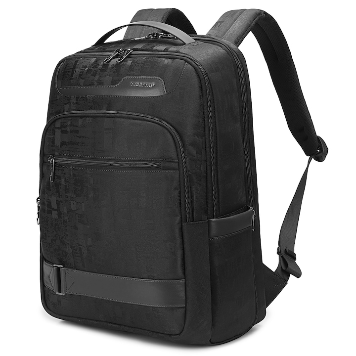 Rucsac laptop 15.6", casual business cu aspect retro, impermeabil, cu buzunar antifurt, Tigernu, 30x20x44 cm, Negru