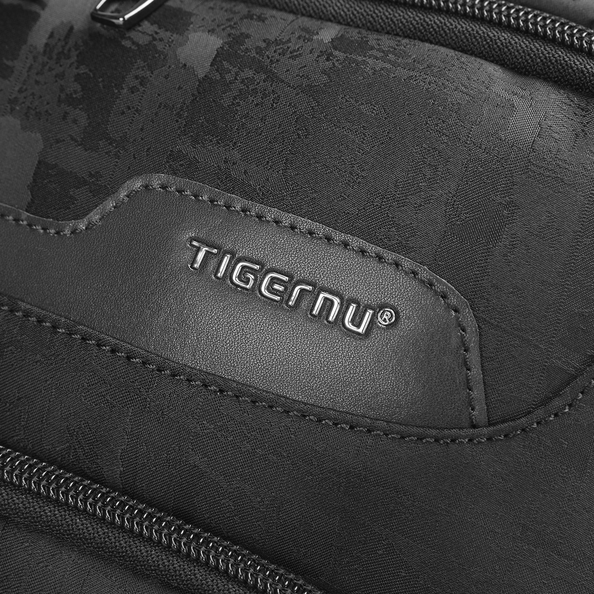 Rucsac laptop 15.6", casual business cu aspect retro, impermeabil, cu buzunar antifurt, Tigernu, 30x20x44 cm, Negru