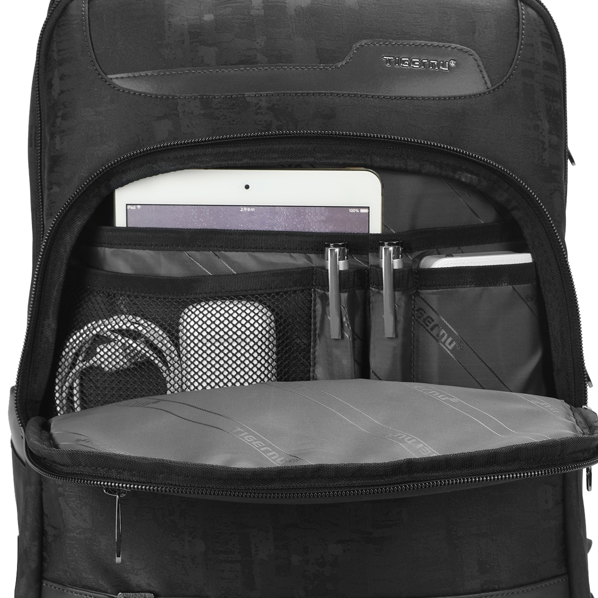 Rucsac laptop 15.6", casual business cu aspect retro, impermeabil, cu buzunar antifurt, Tigernu, 30x20x44 cm, Negru