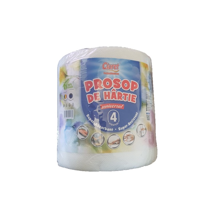 Rola prosoape de hartie profesionale absorbante laminate, rezistente, 160 foi, 4 straturi, 100% celuloza, Royal