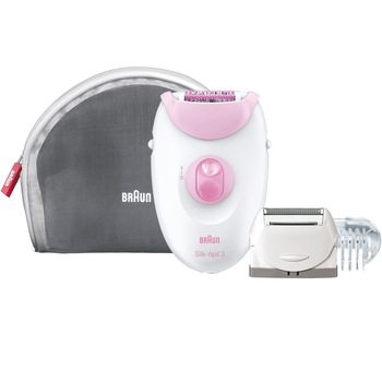 Epilator Braun SE3270 + Husa Calatorie Cadou, 20 de pensete, 2 viteze, Cap de ras, Capac pentru tuns, Alb/Roz Epilator Braun SE3270 + Husa Calatorie Cadou, 20 de pensete, 2 viteze, Cap de ras, Capac pentru tuns, Alb/Roz