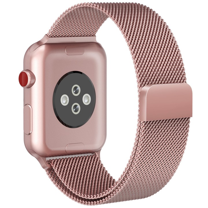 Каишка, за Apple Watch 42mm / 44mm / 45mm/ 49mm, каишка от неръждаема стомана, метален дизайн, удобна за носене, розова