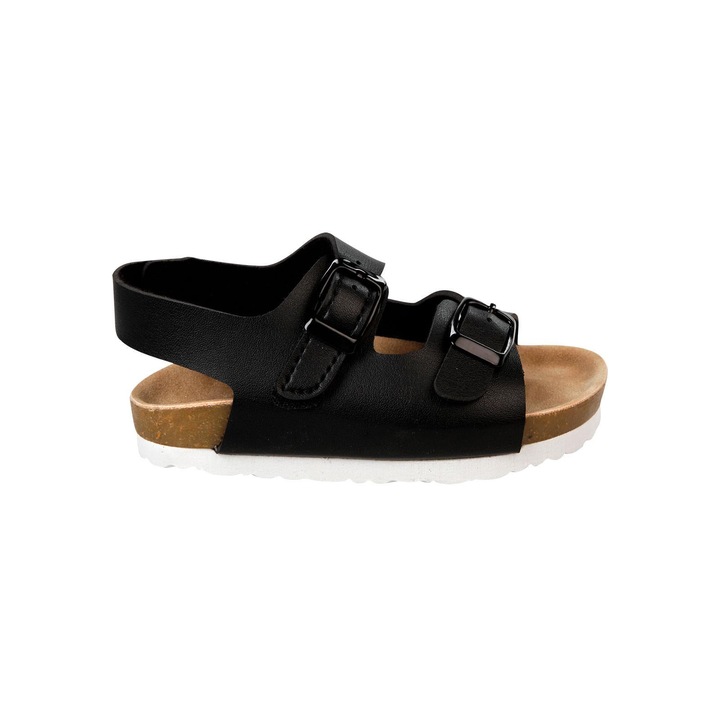 Sandale casual unisex KID COMFORT pentru copii, ERAKIDS, inchidere cu catarama, piele faux, Negru