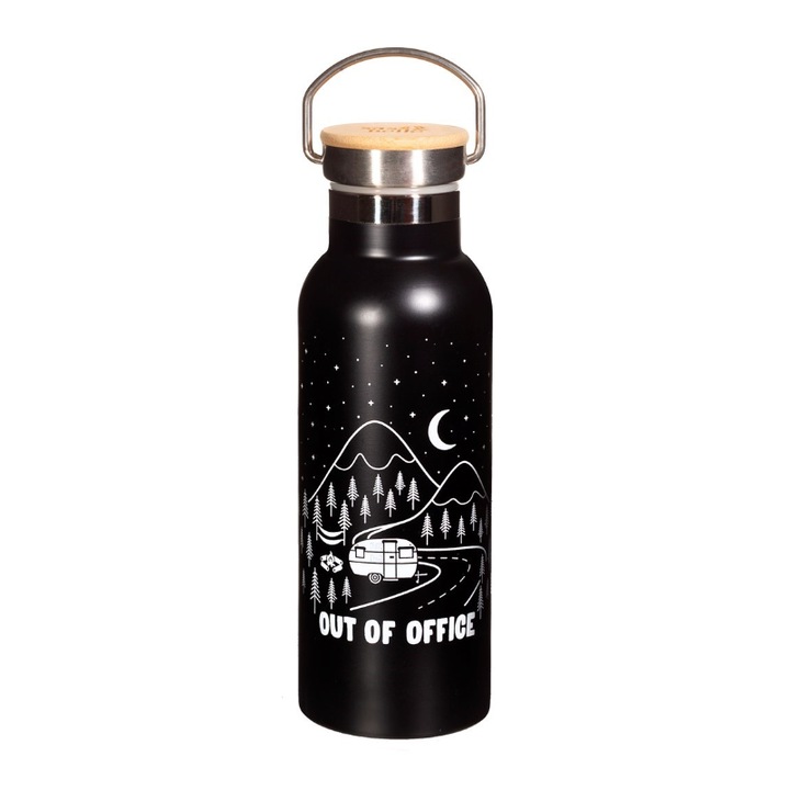 Bidon metal negru Out of Office 500 ml