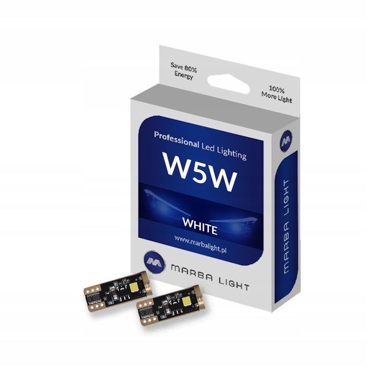 Set becuri auto LED Marba Light MLTR5W, 800 Lumeni, 6000K, 12V