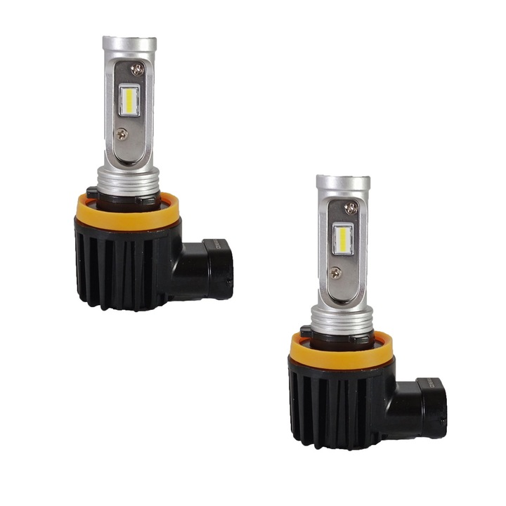Set 2 becuri LED H8 BP, Marga Light, 12V, 16W, 4800lm, IP68, 6000k, Alb rece