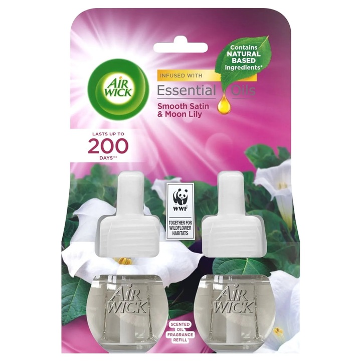 Rezerve pentru aparat electric Air Wick Smooth Satin & Moon Lily, 2x19 ml