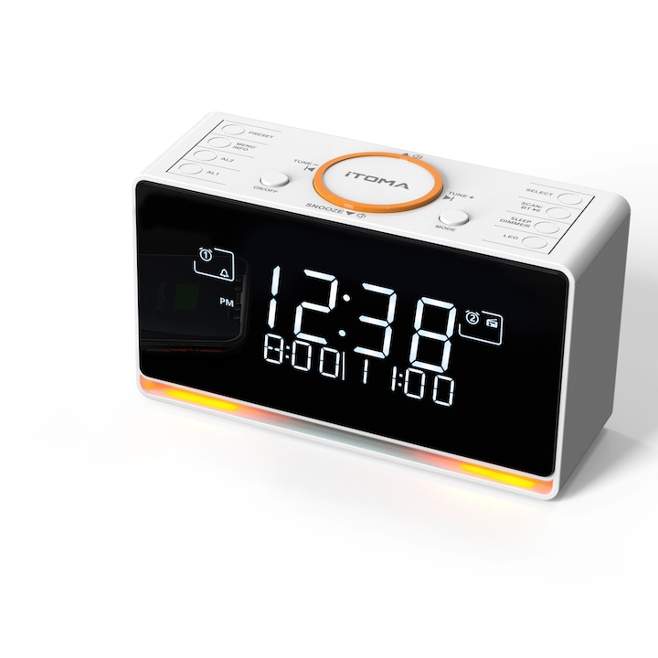 DAB и FM радио будилник с 40 предварителни настройки, Bluetooth високоговорител, USB зареждане
