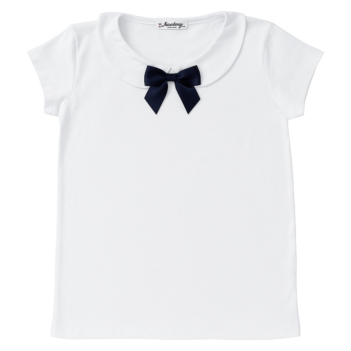 Bluza alba cu funda bleumarin, uniforma scoala