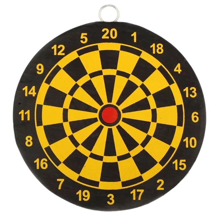 Игра Дартс, Zola®, с две лица, включени 6 стрелички, 24 см, жълто/черно