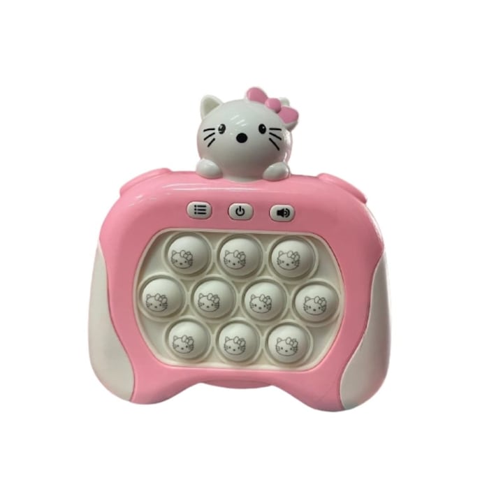 Електрическа играчка Pop it Bubble Push, За деца и възрастни, Звук и светлини, Розов/Бял, 13 см