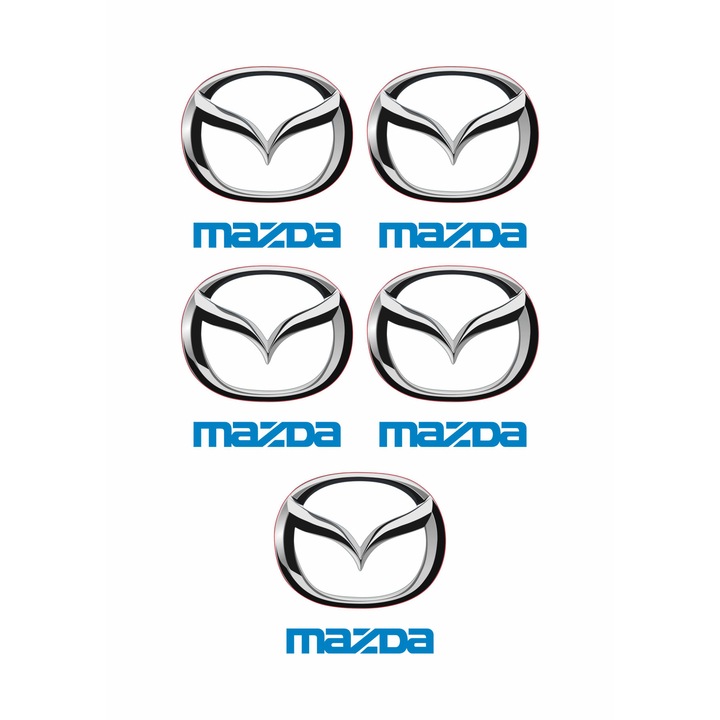 Set 5 stickere decorative de exterior/interior, Mazda, 10 cm fiecare
