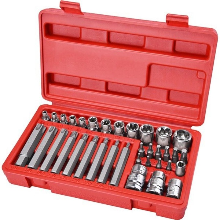 Extol bit és dugókulcs torx készlet 1/4-3/8" 35 db