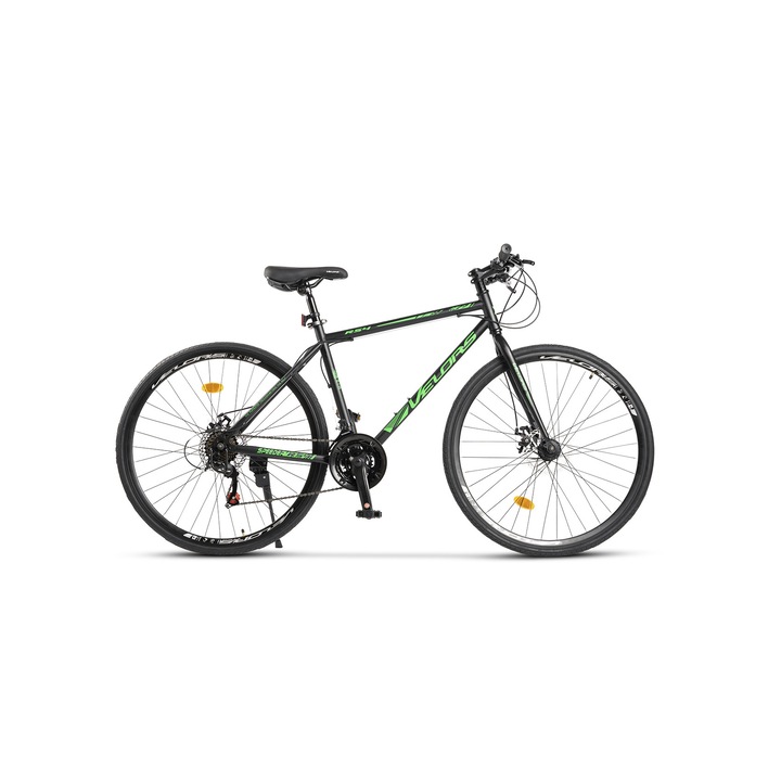 Велосипед MTB-HT, Velours V27305A, Shiming TZ Shifter, 21 скорости, 27,5-инчови колела, дискови спирачки, черно/зелено