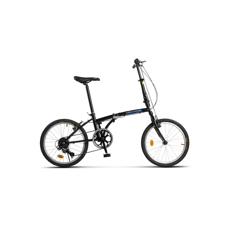 Сгъваем велосипед с 20" колела, оборудване SunRun, V-Brake, 7 скорости, черно/синьо, сгъваем велосипед Velurs Genius Advantage Unisex