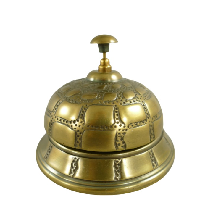 Clopotel sonerie pentru receptie hotel din alama, D 14 x 12 cm