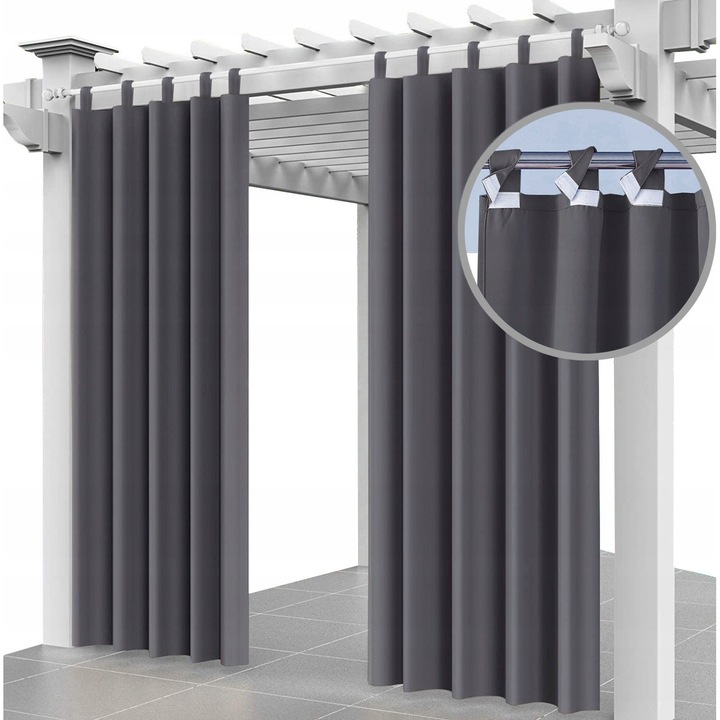 Perdea De Gradina Cu Agatatoare, Feronerie, Material De Inalta Calitate, Impermeabil, Material Extrem De Durabil Si Usor - Codura 300, Montare Usoara Cu Ajutorul Bretelelor, Rezistenta La Rupere Si Frecare, 155 cm x 220 cm + 6 cm, Grafit