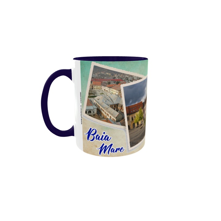 Cana albastra gift shop personalizata cu mesaj, baia mare, model 1, din ceramica, 330ml