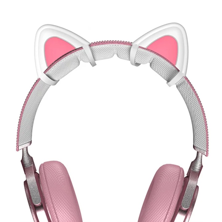 Urechi de pisica casti Over-ear, On-ear Compatibile cu HypreX, Razer, Bose, potrivire universala pentru Gaming, Streaming - Alb