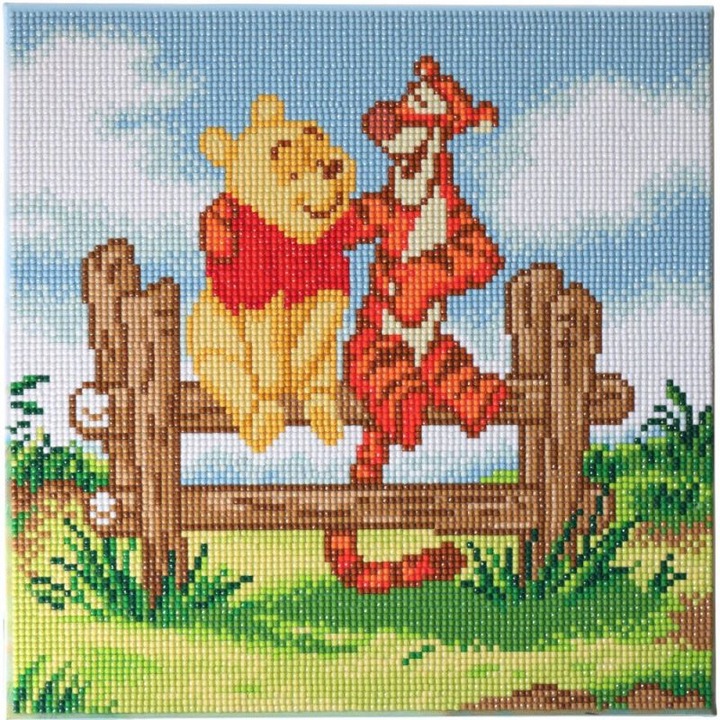 Set creativ tablou cu cristale, Craft Buddy, Pooh and Tigger, 30 x 30 cm, 6 piese