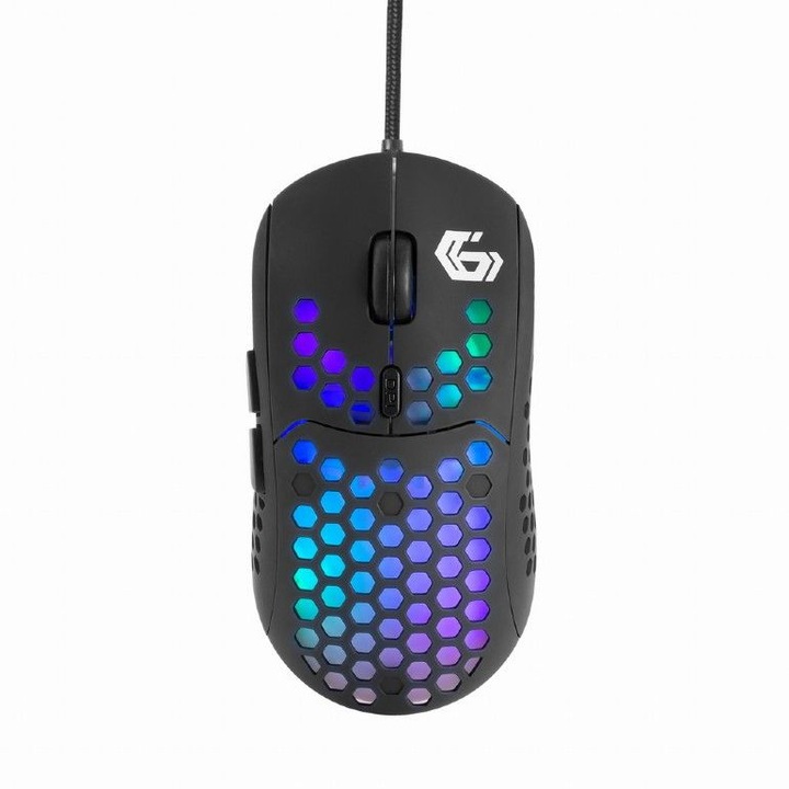 Gembird gaming vezetékes optikai egér, RGB világítás, 800-7200 dpi, fekete