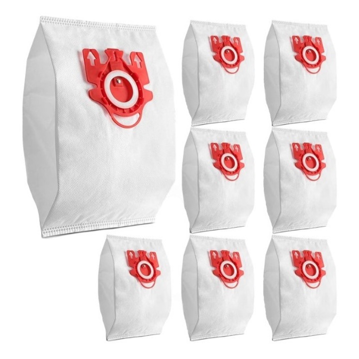 Set 8 saci aspirator universali compatibili Miele HyClean 3D FJM, 2 filtre motor si 2 filtre evacuare, 41996571D