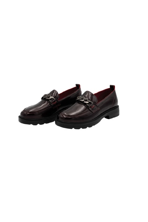 Pantofi dama, de piele, Bordeaux metalic, 39 EU