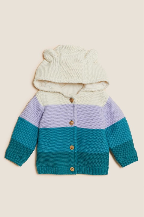 Marks & Spencer, Hanorac din tricot cu dungi, 76-83 CM, Multicolor