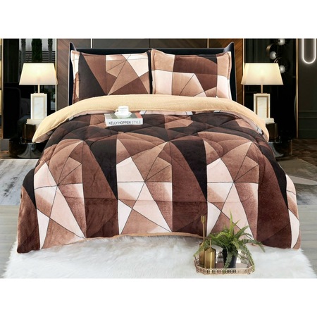 Set de 2 Persoane Pilota Cocolino cu Blanita 3 Piese, 2 Fete de Perna, Family Desing, 200 x 230cm, Maro