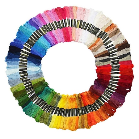 Set 100 fire pentru brodat, Bumbac, 8 m, Multicolor