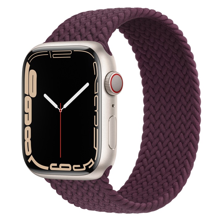 Curea Solo Loop, Compatibila cu Apple Watch, Elastica, Visiniu, 38/40/41mm, Medie