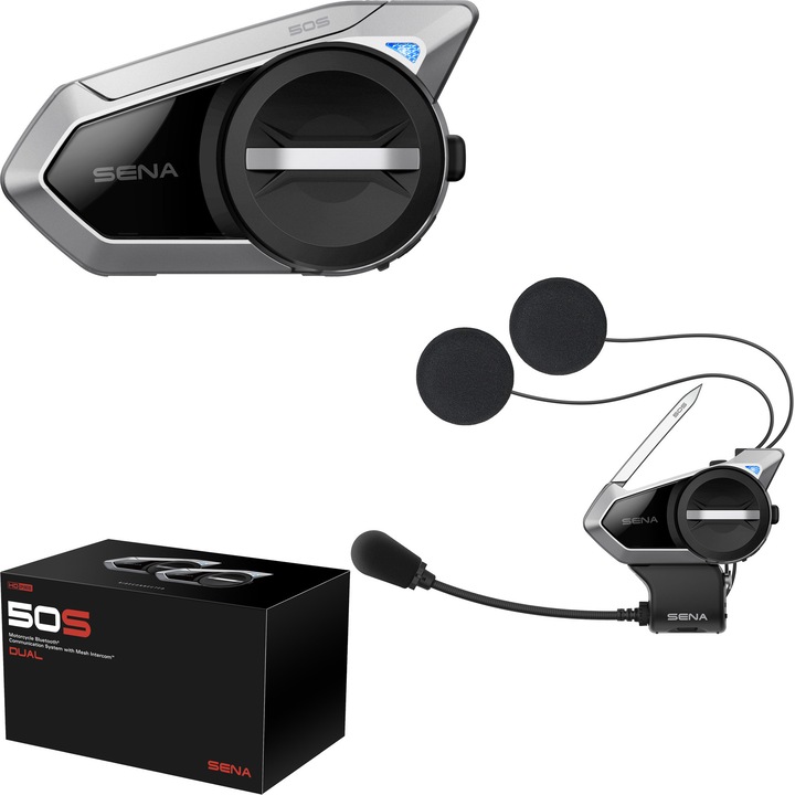 Sistem comunicare audio, Interfon pentru Motocicleta SENA 50S-10 cu 1 casca HARMAN, Negru/Gri, 50S-10