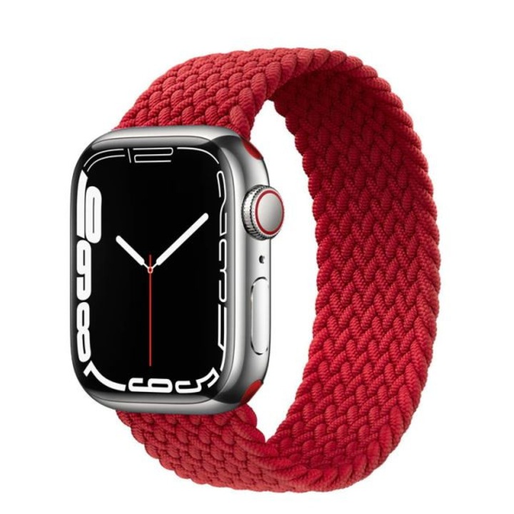 Curea Solo Loop, Compatibila cu Apple Watch, Elastica, Rosu, 42/44/45/49mm, Mica