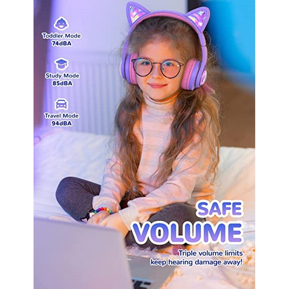 Casti Audio Wireless Cat Ear Mewow, Pentru Copii, Bluetooth 5.2