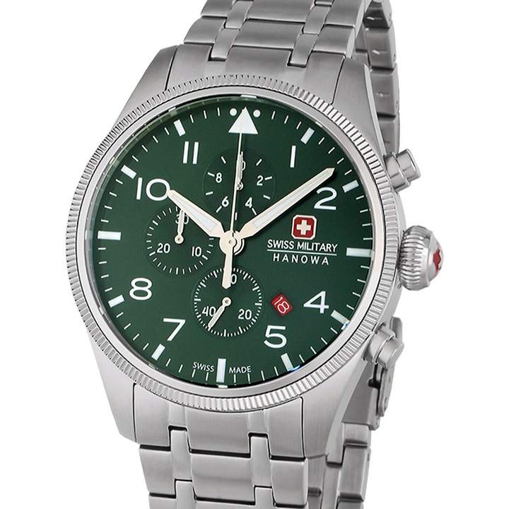 Ceas barbatesc Swiss Military SMWGI0000 Quartz, 43mm, 10ATM, Argintiu