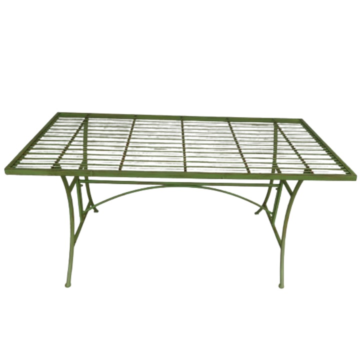 Masa de gradina, fier forjat, verde, L 160, H 75 cm