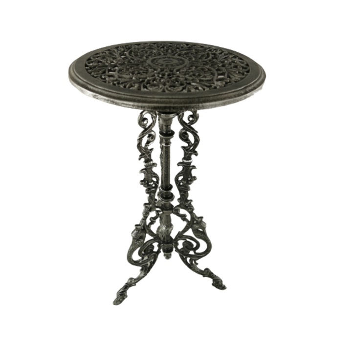 Masa vintage pentru exterior, fier antic, maro, H. 70cm, D. 36 cm