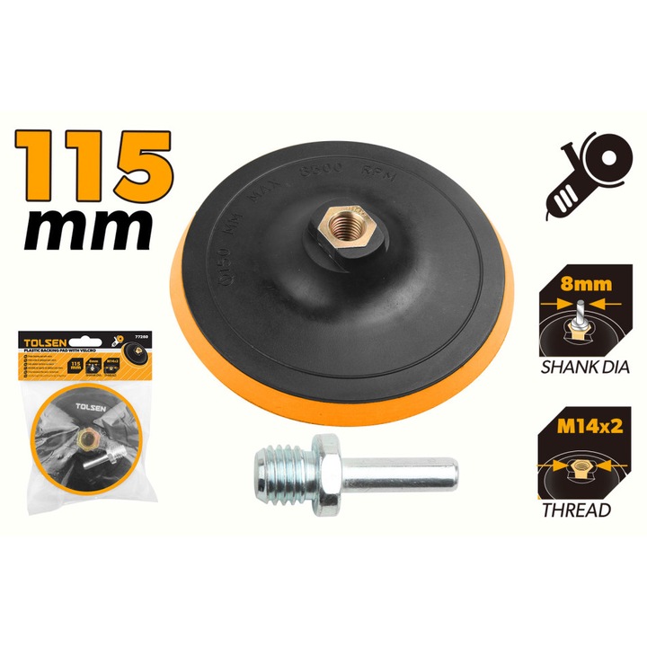 Suport cu velcro TOLSEN 115 mm, Material PP + EVA, Pentru indepartare material, Usor de utilizat si durabil, Ideal pentru aplicatii casnice si profesionale