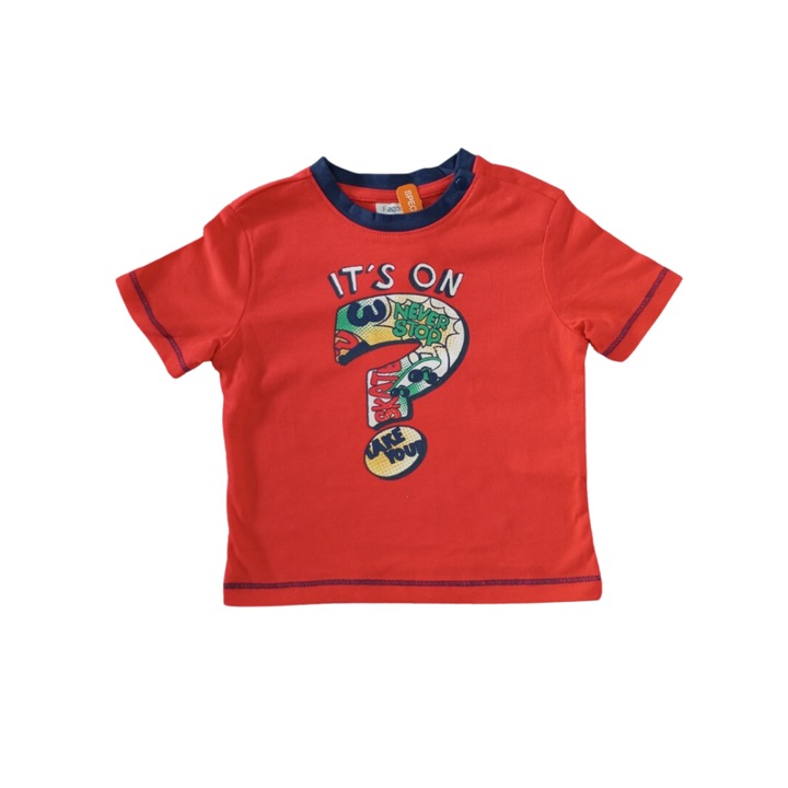 Tricou pentru bebe, OVS, Text colorat, Bumbac, Rosu, 68 CM, 6-9 luni