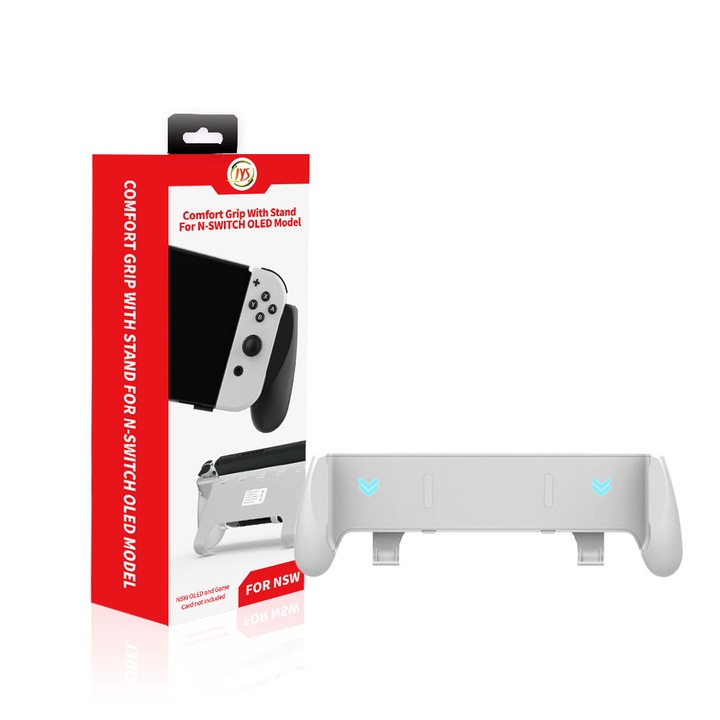 Maner cu suport compatibil cu Nintendo Switch/Switch OLED/Switch Lite, Jys, ABS, Alb