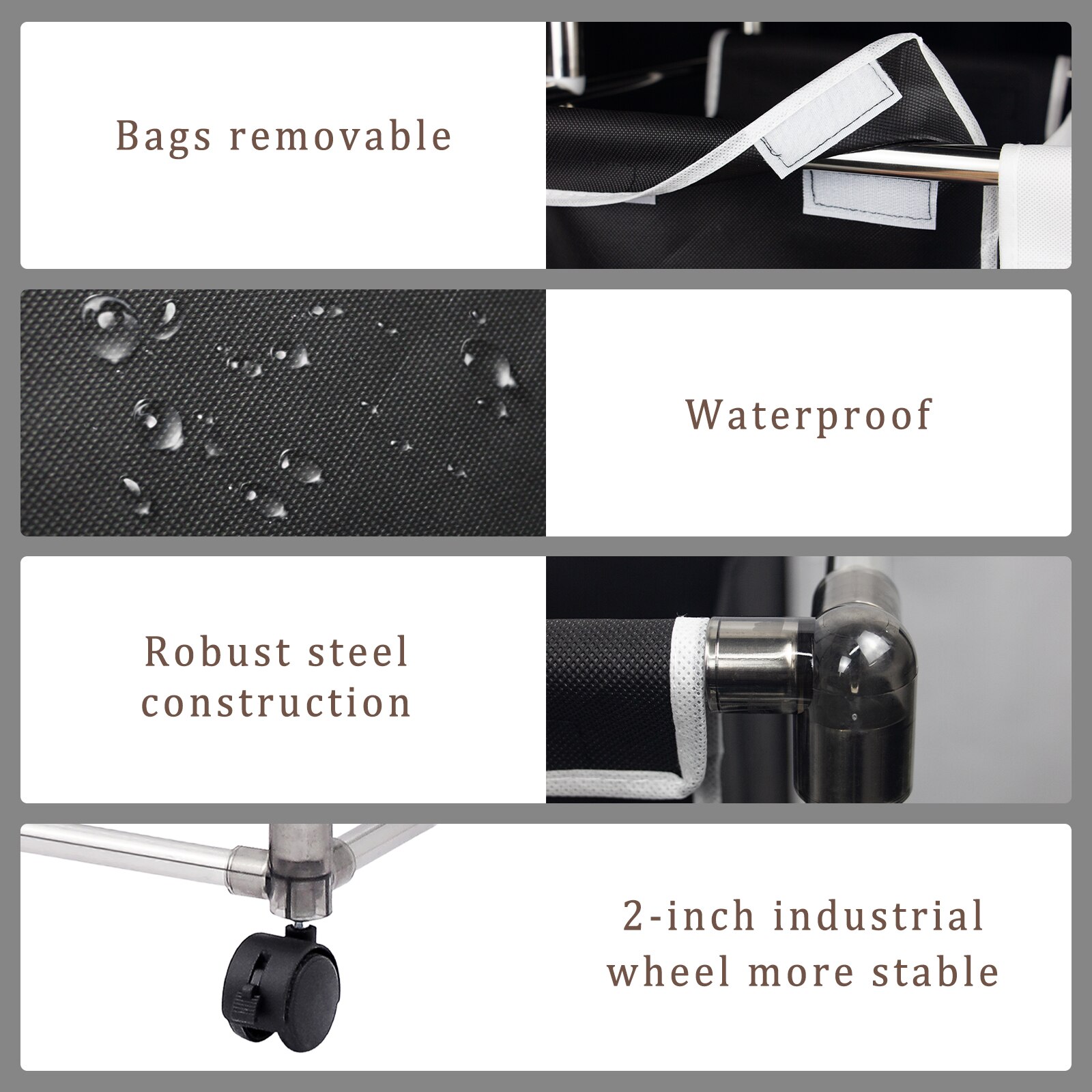 Cos de rufe cu 2 nivele de clasificare, patru saci detasabili, design ...