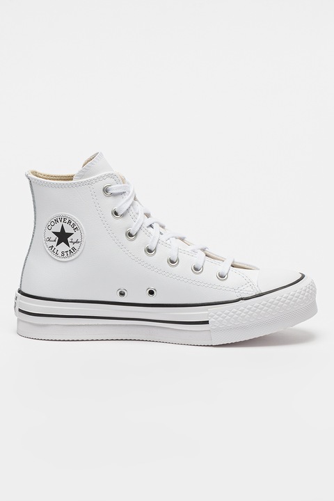 Converse, Tenisi high-cut Chuck Taylor All Star Leather, Alb, 40 EU