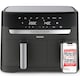 Friteuza dubla cu aer cald Tefal Dual Easy Fry & Grill air fryer EY905B10, 2700 W, capacitate 8.3 L, functie grill, 8 programe, vase detasabile antiaderente, tehnologie Extra-Crisp, temperatura reglabila 40-200°C, display LCD, gri