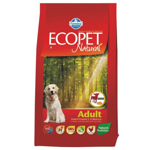 Hrana uscata pentru caini Ecopet Natural Adult Mini, Pui, 12 Kg