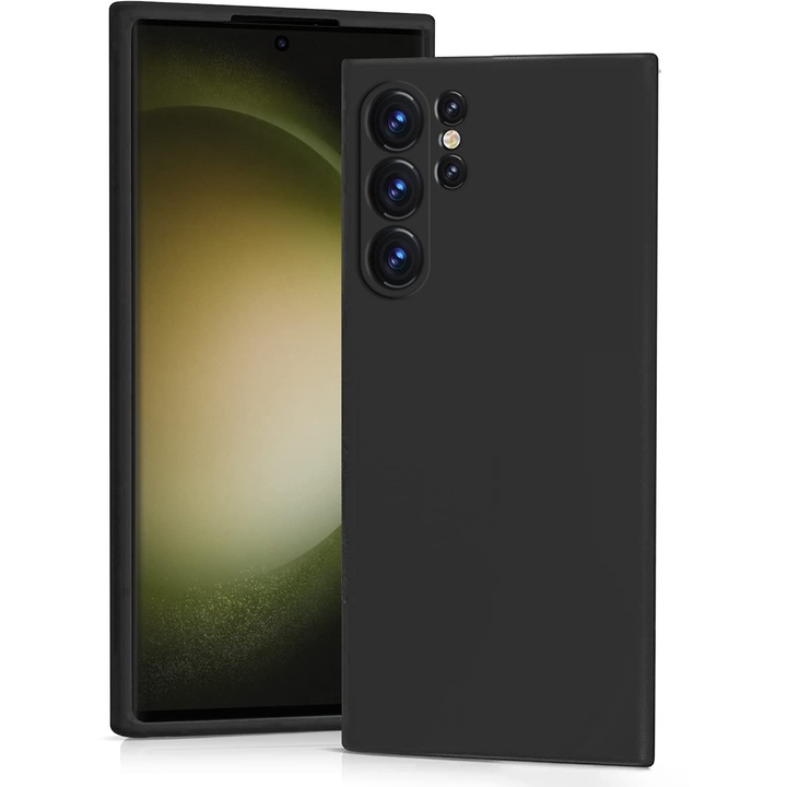 Husa spate silicon, interior catifelat, compatibil cu Honor 400 Lite, Neagra