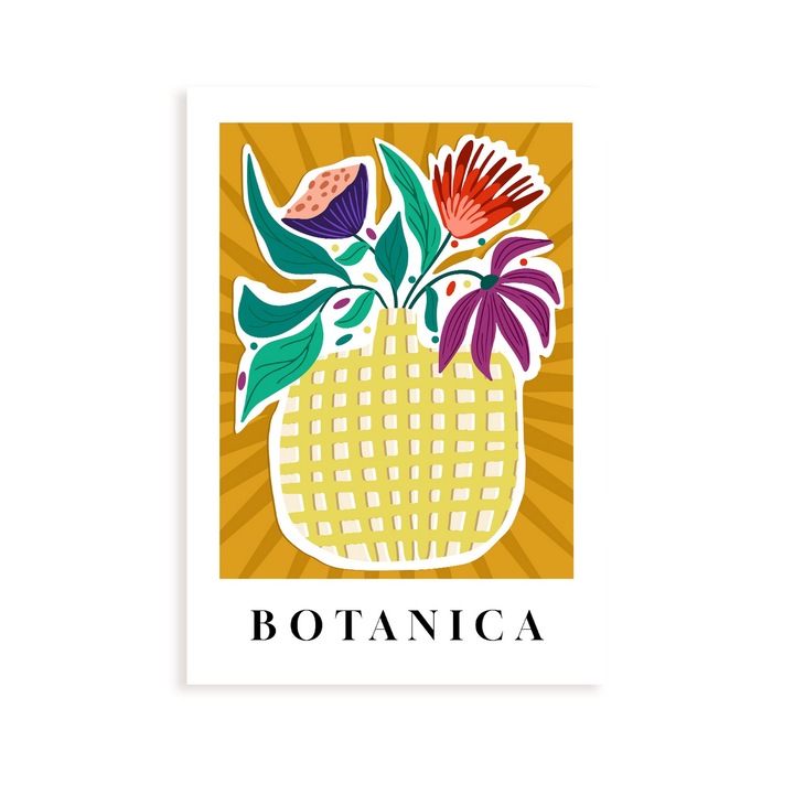 Poster decorativ cu ilustratii florale, Nacnic, A4, Multicolor