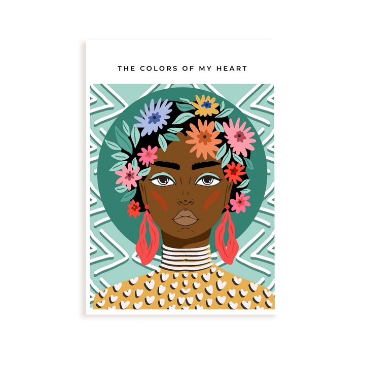 Poster decorativ cu ilustratii florale, Nacnic, A4, Multicolor