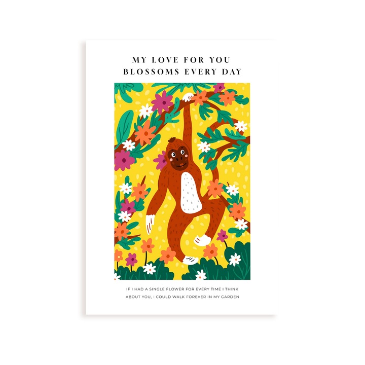 Poster decorativ cu ilustratii florale, Nacnic, A4, Multicolor